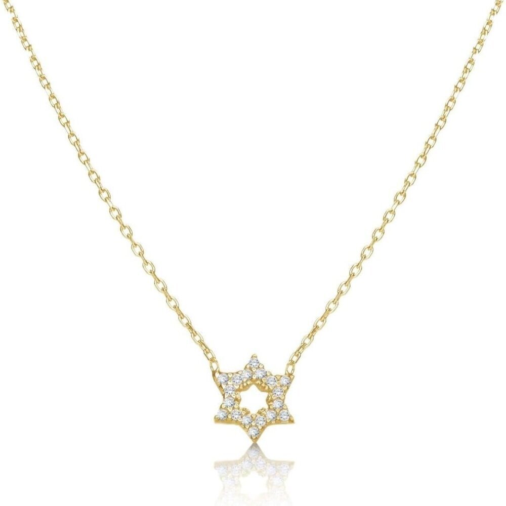 Sterling Silver Star Of David Necklace Dainty Cz Pendant Adjustable Jewelry